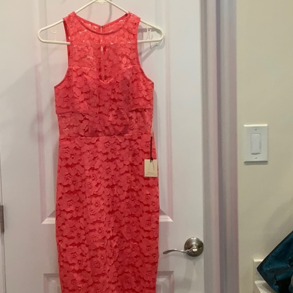 Beautiful Trina Turk lace dress, pink, size 0